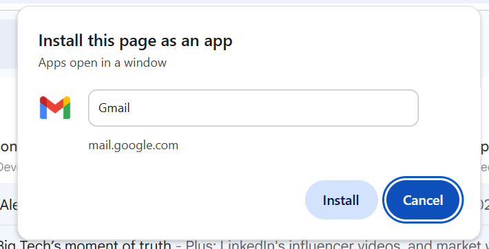 Install a gmail app