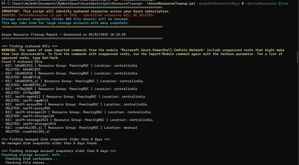deleting unused or orphaned azure resources