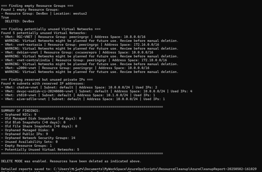 deleting unused or orphaned azure resources